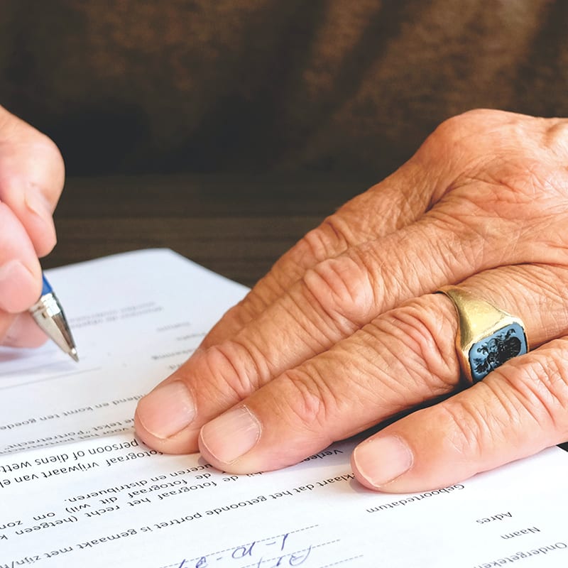 person signing document